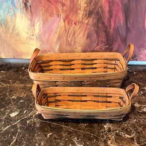 Longaberger Tan and Brown Woven Baskets
